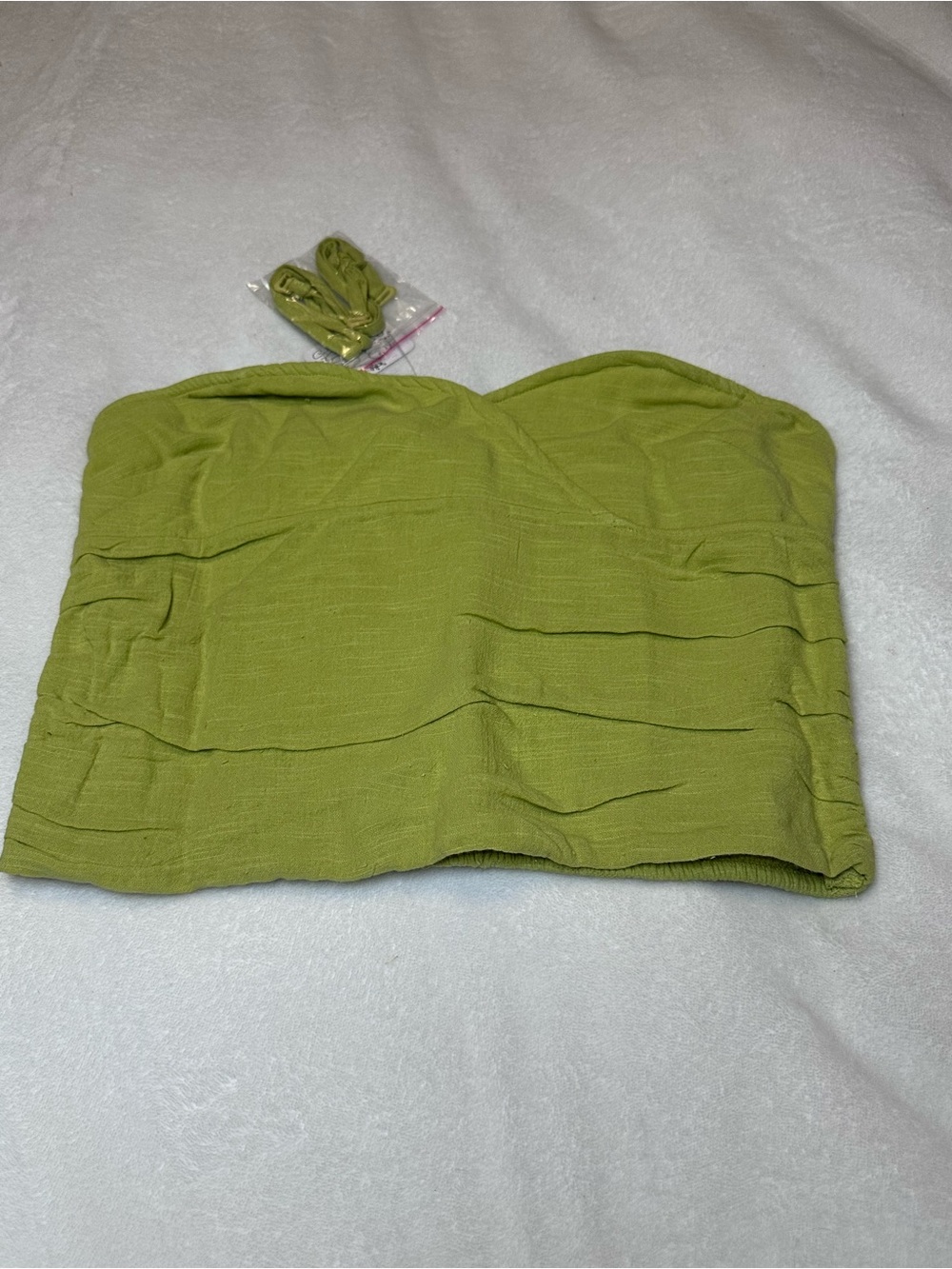 Free People Green Strapless Corset Bustier Smocked Tube Top Size L NWT